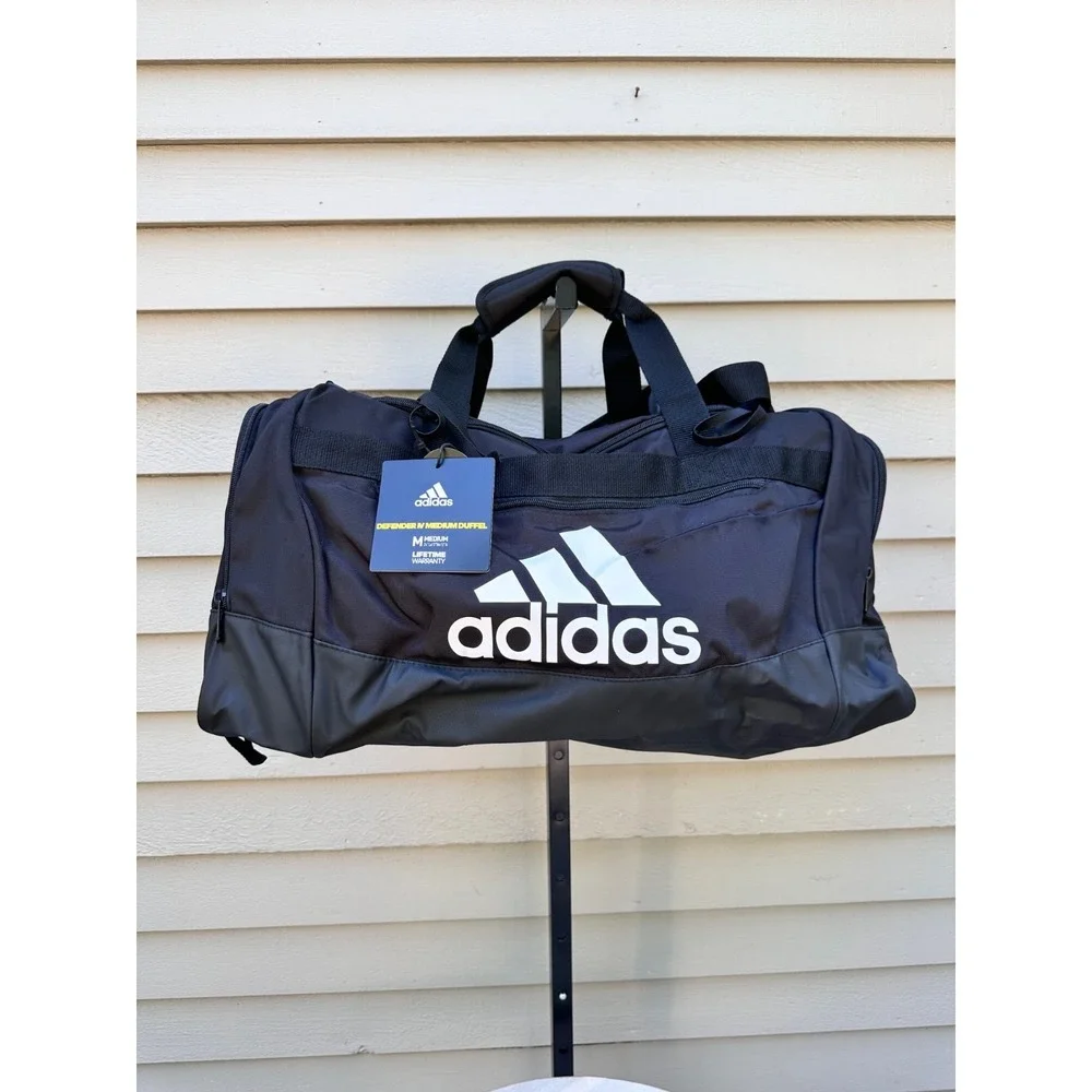 Adidas Defender IV Medium Gym Training Duffel Bag Black Padded Handles NWT